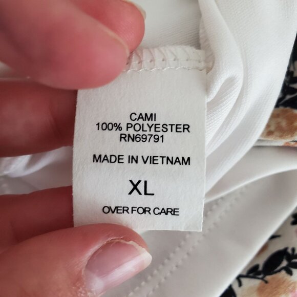 Fig & Flower Womens Silky Floral Long Sleeve Smocked Waist Dress XL S Slit Neck - Picture 7 of 12